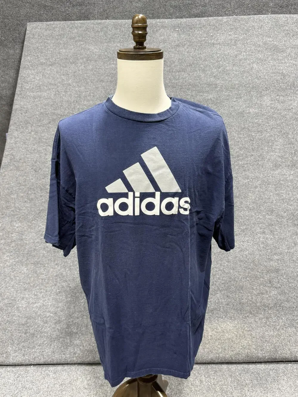 Adidas Shirt Mens XL Blue Logo Graphic Crewneck Cotton Casual Athletic Tee Top
